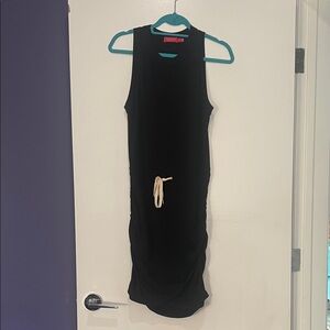 n:PHILANTHROPY Black Sleeveless Midi Dress with Cream Drawstring